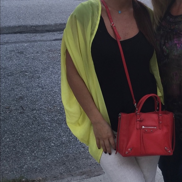 Auth BALENCIAGA Papier Mini Red Leather Tote Bag - Picture 7 of 14